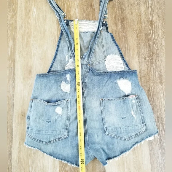 Hudson Jeans Florence Shortall Overalls Shorts Southpaw Boho Casual Distressed - Picture 8 of 13